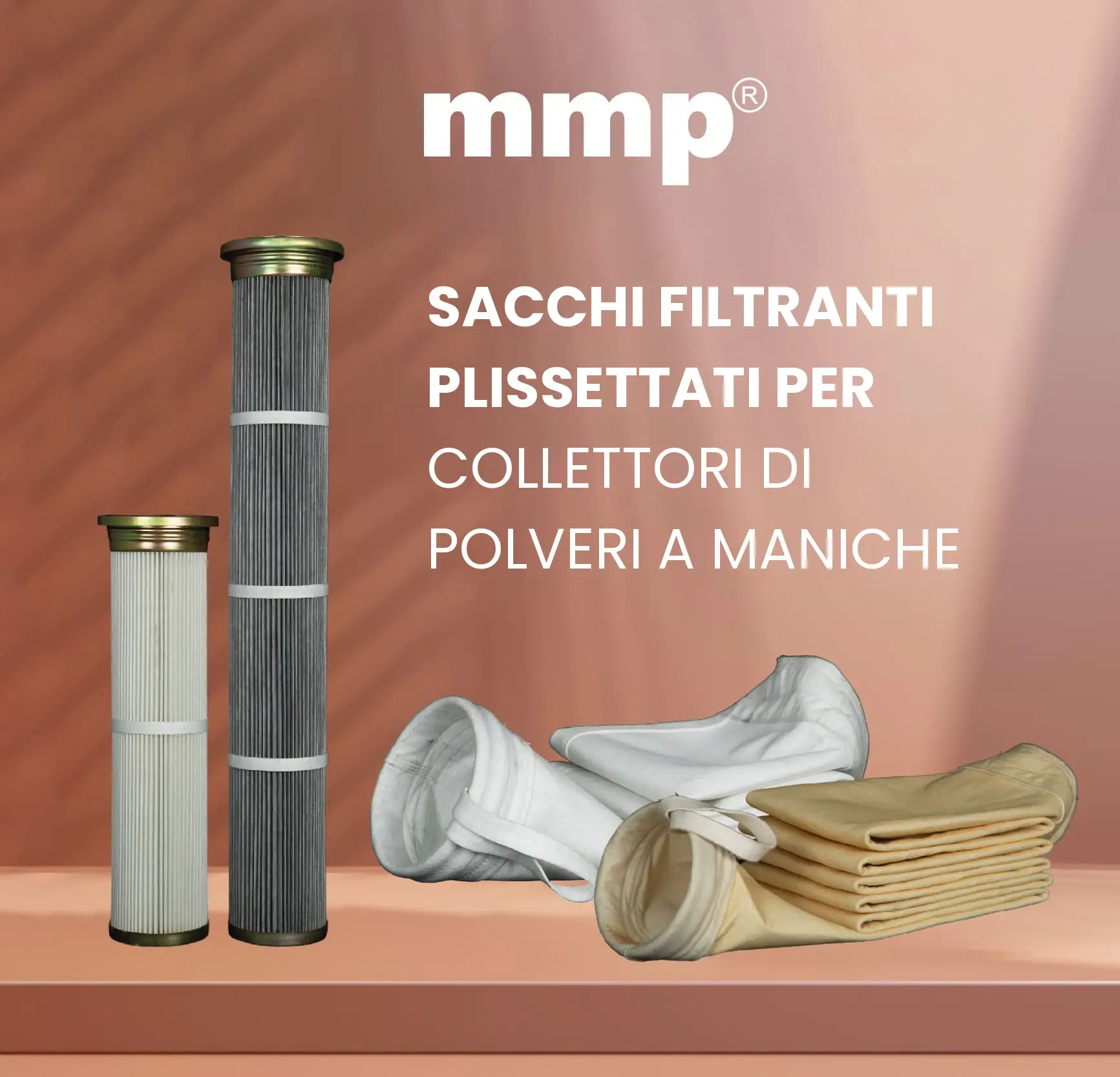 Sacchi filtranti plissettati per collettori di polveri a maniche